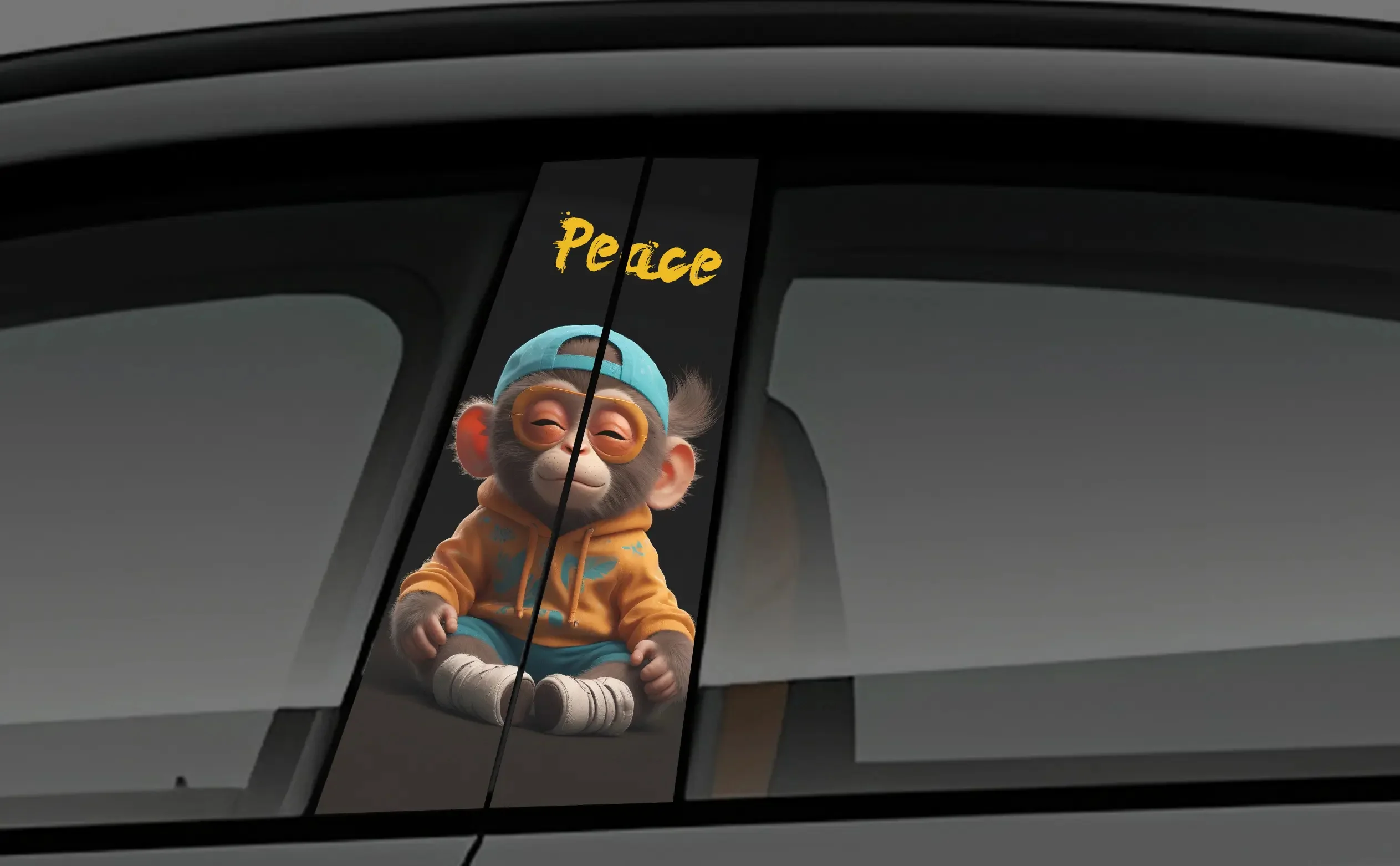 Peace Monkey Window Pillar Wrap for Cars