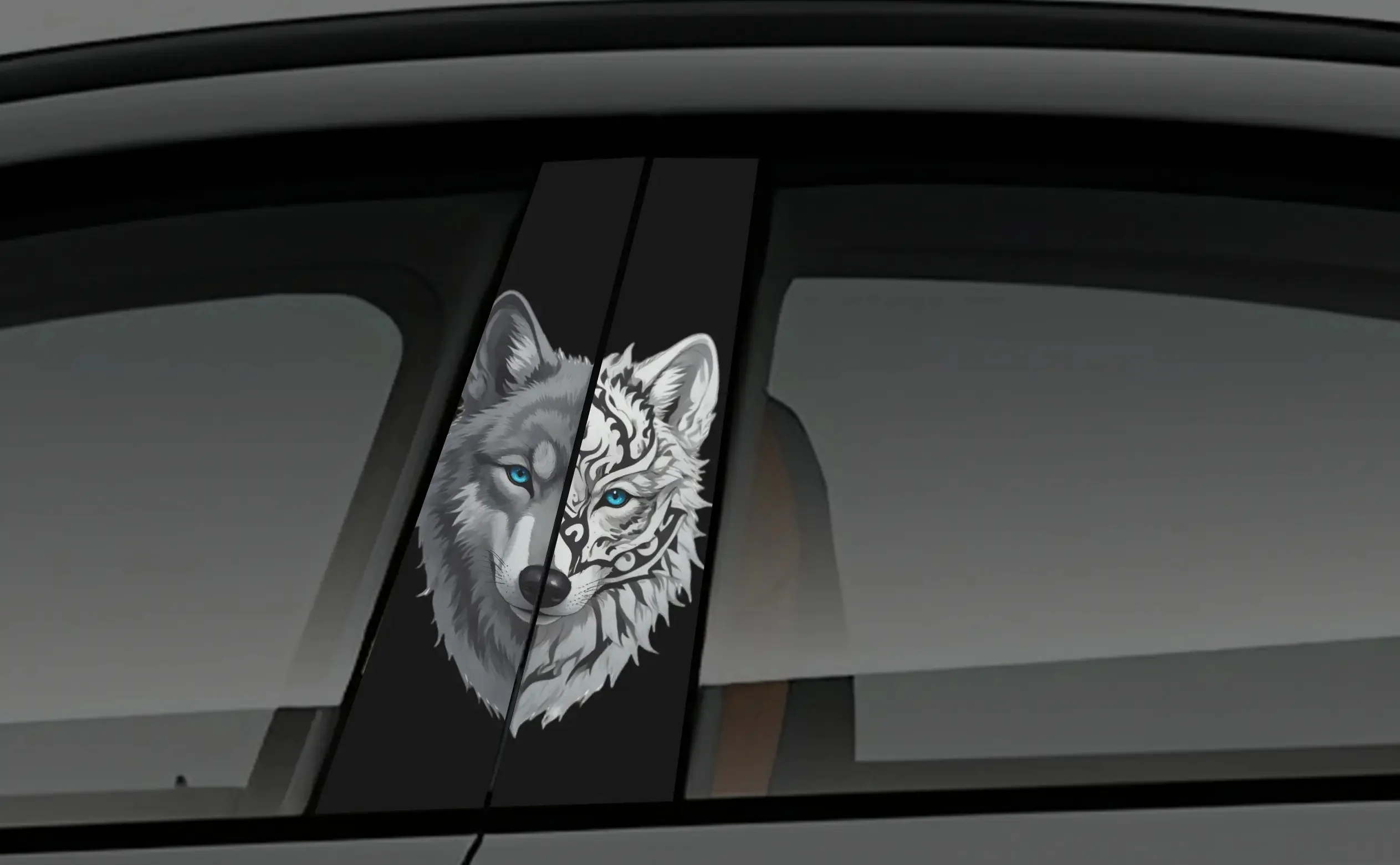 Wolf Window Pillar Wrap for Cars
